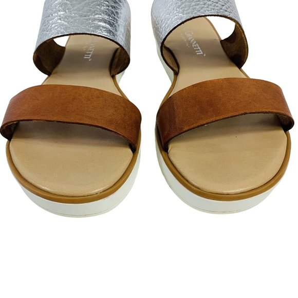 A Giannetti Bohemian Flat Slide Sandal Sz 8 Leather Double Strap Summer Italy - Picture 10 of 12